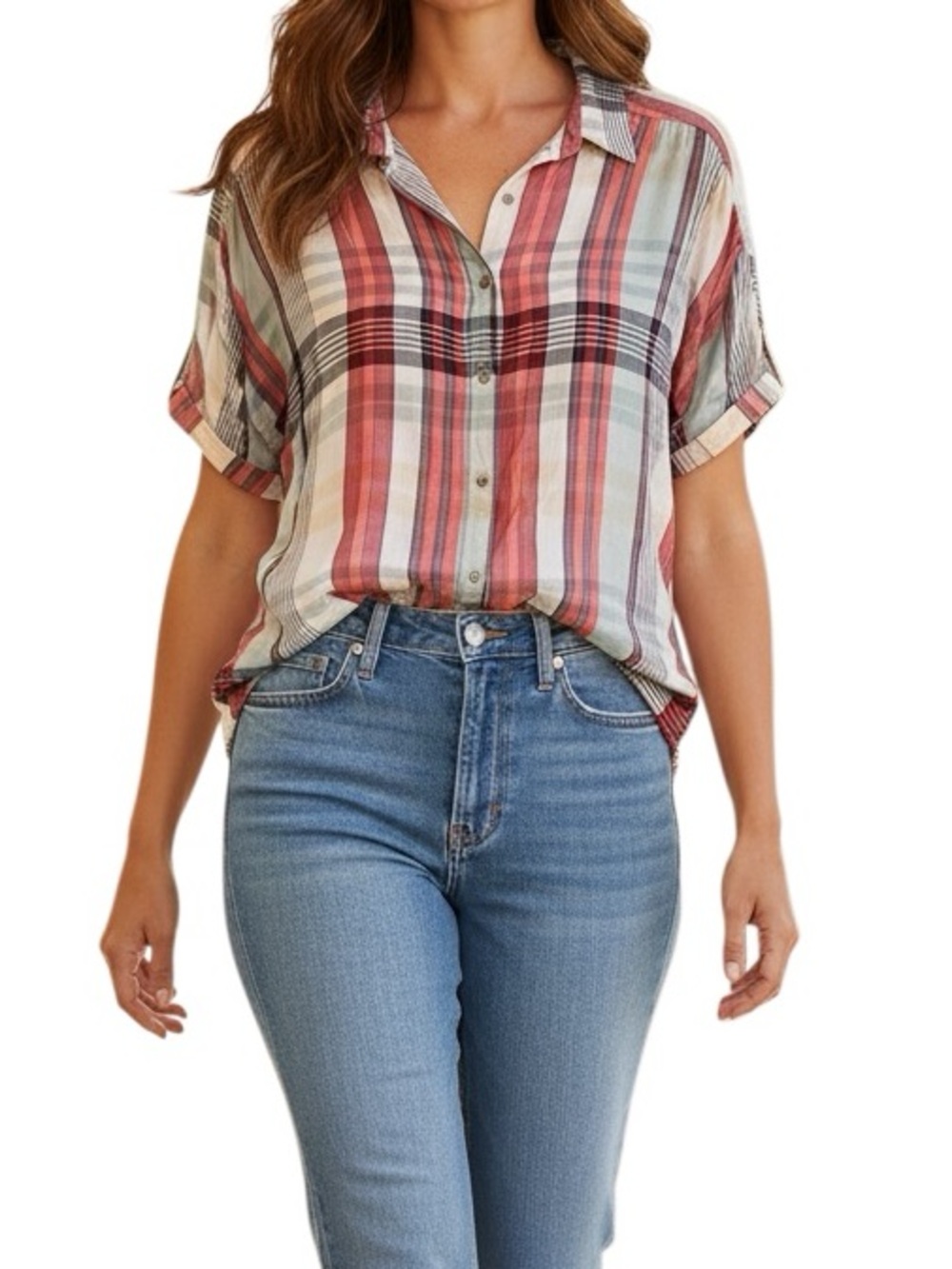 Universal Thread Relaxed Plaid Button-Down Shirt Size L